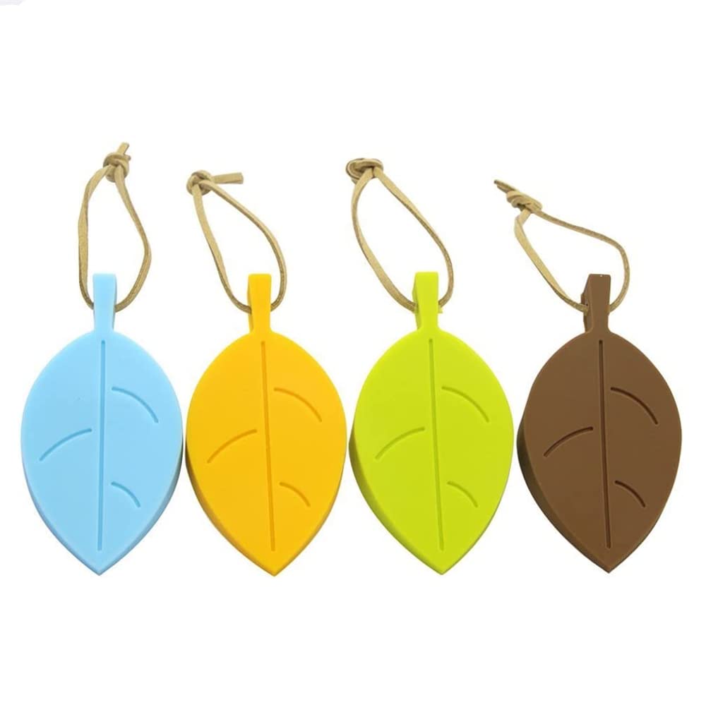 Colorful Silicone Leaves Door Stopper,Cute Leaf Flexible Silicone Window Finger Protector/Door Stops Set With Lanyard For Home K