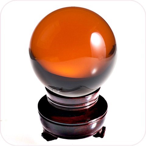 Amlong Crystal Meditation Divnation Sphere Feng Shui Crystal Ball, Lensball, Decorative Ball with Wooden Stand and Gift Box, Amb
