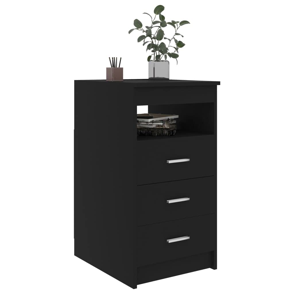 vidaXL Drawer Cabinet Black 15.7&quot;x19.7&quot;x29.9&quot; Chipboard