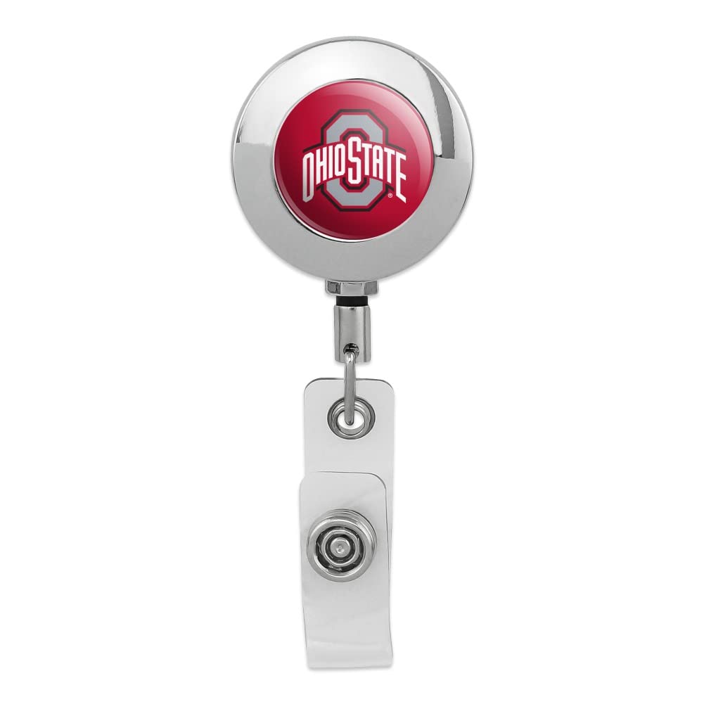 The Ohio State University Primary Logo Retractable Reel Premium Metal Chrome Badge Id Card Holder Clip