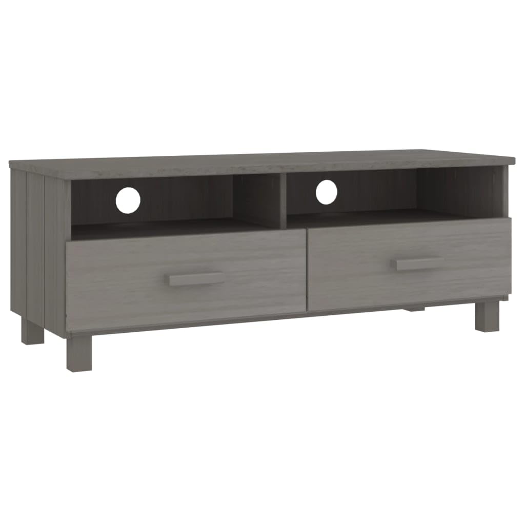 vidaXL Light Gray TV Stand - Solid Pinewood and MDF - Versatile Storage with 2 Drawers and 2 Compartments - Organized Cable Management - Decorative and Practical