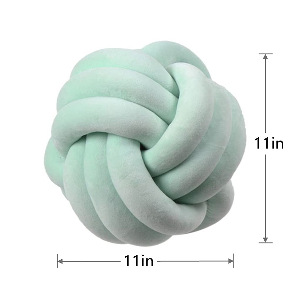 Knot Pillow Ball Round Cushion Pillows, Children Room Decoration Plush Toys Calming Stress Relief Toy (Mint,11In/28Cm)
