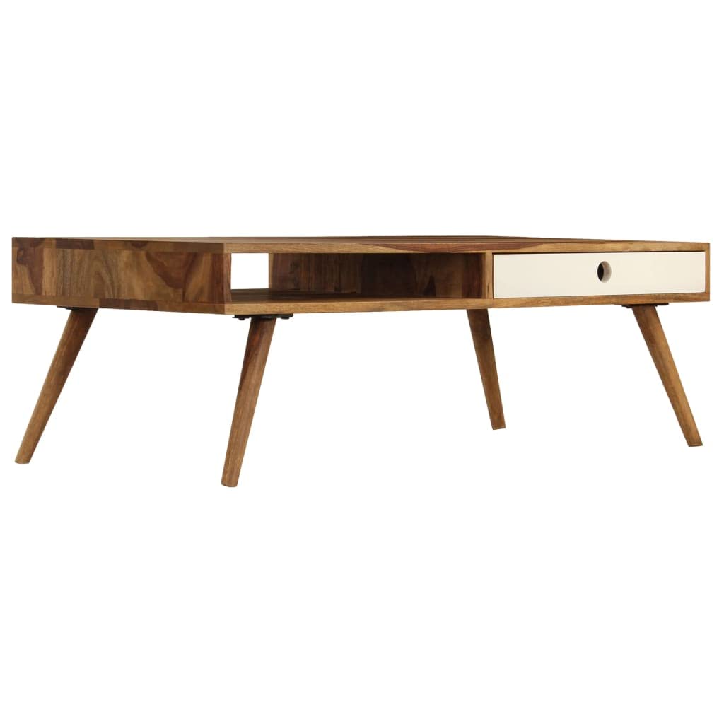 vidaXL Solid Sheesham Wood Coffee Table with Extra Storage Compartments, Elegant Design and Sturdy Wooden Legs, Scandinavian Style, Brown