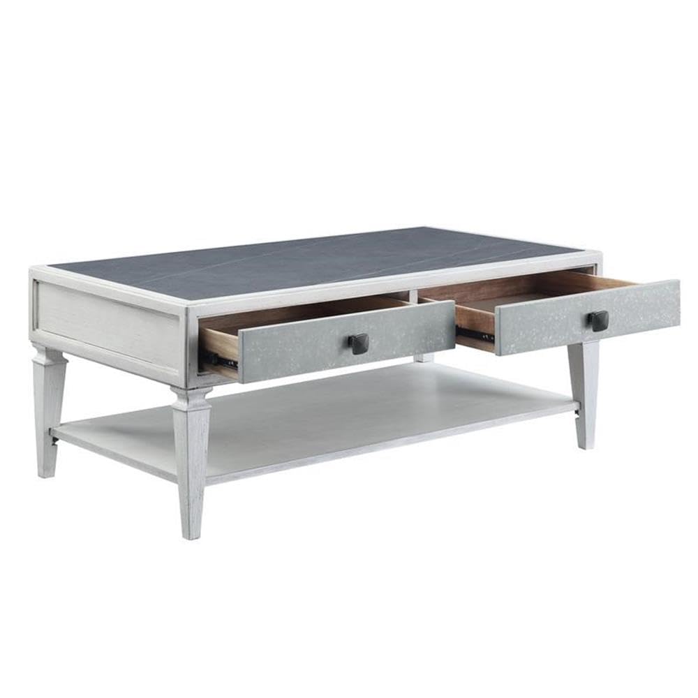 Acme Katia Coffee Table in Rustic Gray & Weathered White Finish