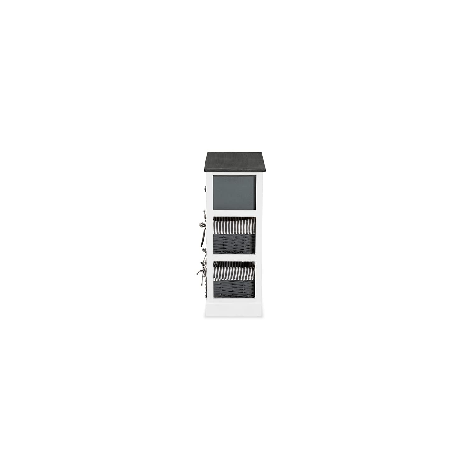 Baxton Studio Premala Modern and Contemporary Two-Tone Grey and White Finished Wood 2-Drawer Storage Unit with Baskets