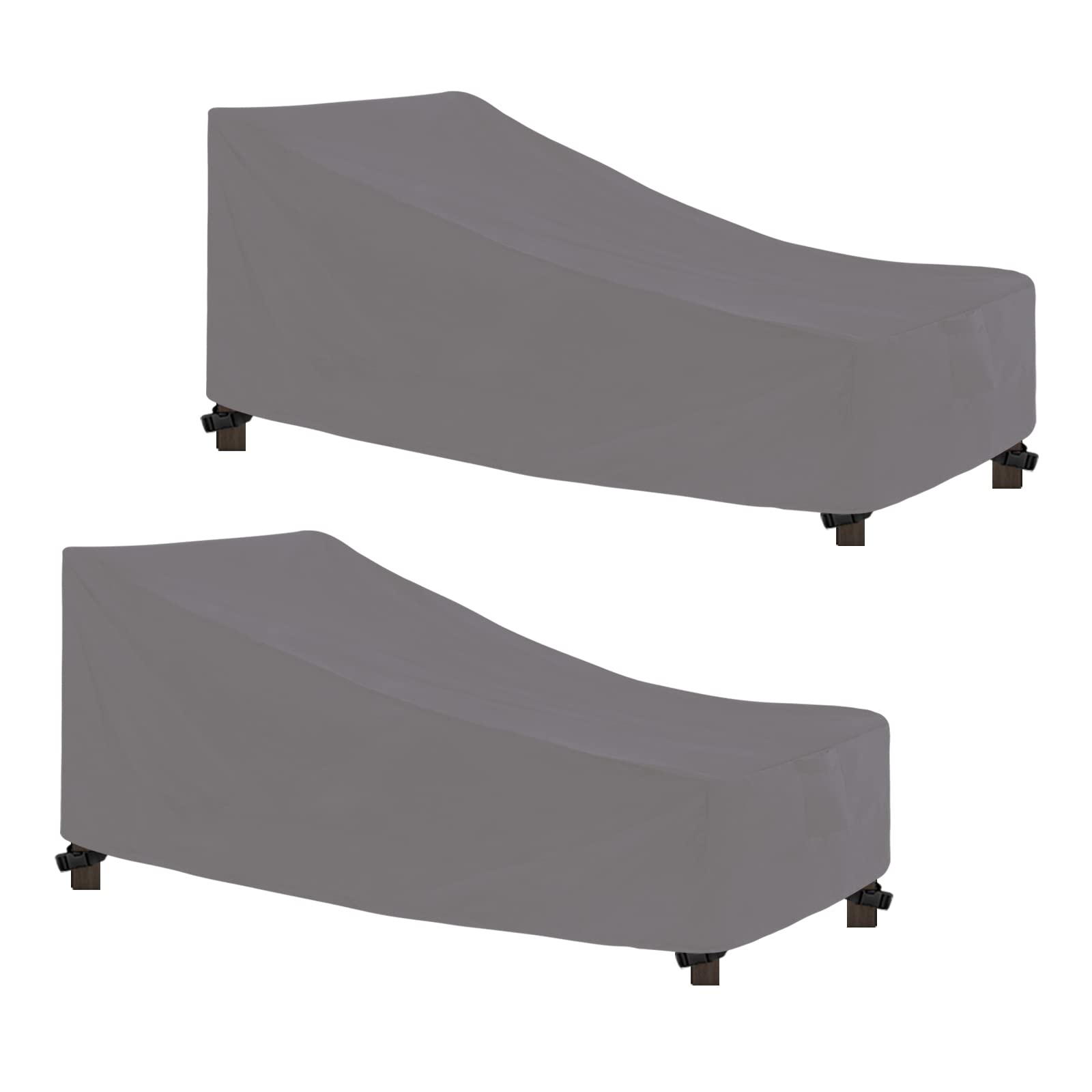 Easy-Going Waterproof Patio Lounge Chair Cover Uv Resistant Outdoor Chaise Lounge Covers With Tape Sealed Seam(2 Pack-78Wx35.5Dx33H Inch, Grey)