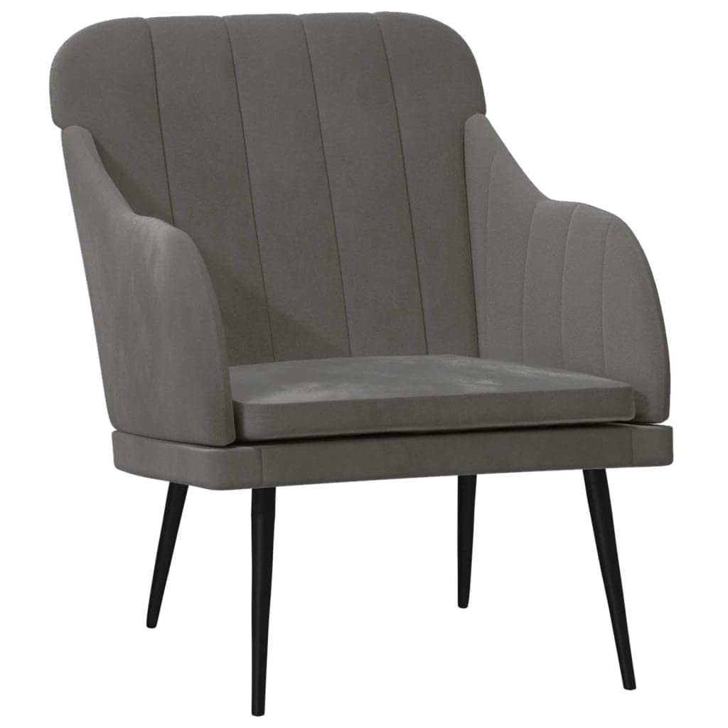 vidaXL Velvet Armchair with Metal Frame - Dark Gray - 24.8&quot;x29.9&quot;x31.5&quot; - Comfortable Relaxing Chair with Upholstered Sloping Back and Padded Seat and Armrests