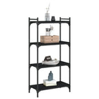 vidaXL 4-Tier Industrial Bookcase - Black Engineered Wood - Ample Storage Space for Books and Decoratives - Adjustable Feet for Stability - 23.6"x11.8"x47.2"
