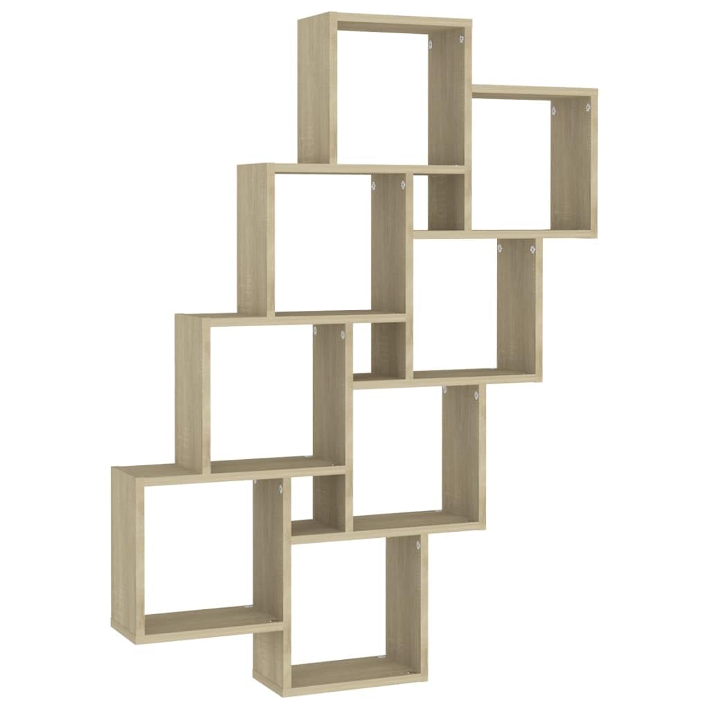 Vidaxl Wall Shelf Cube Sonoma Oak 90 X 15 X 119 Cm Particle Board