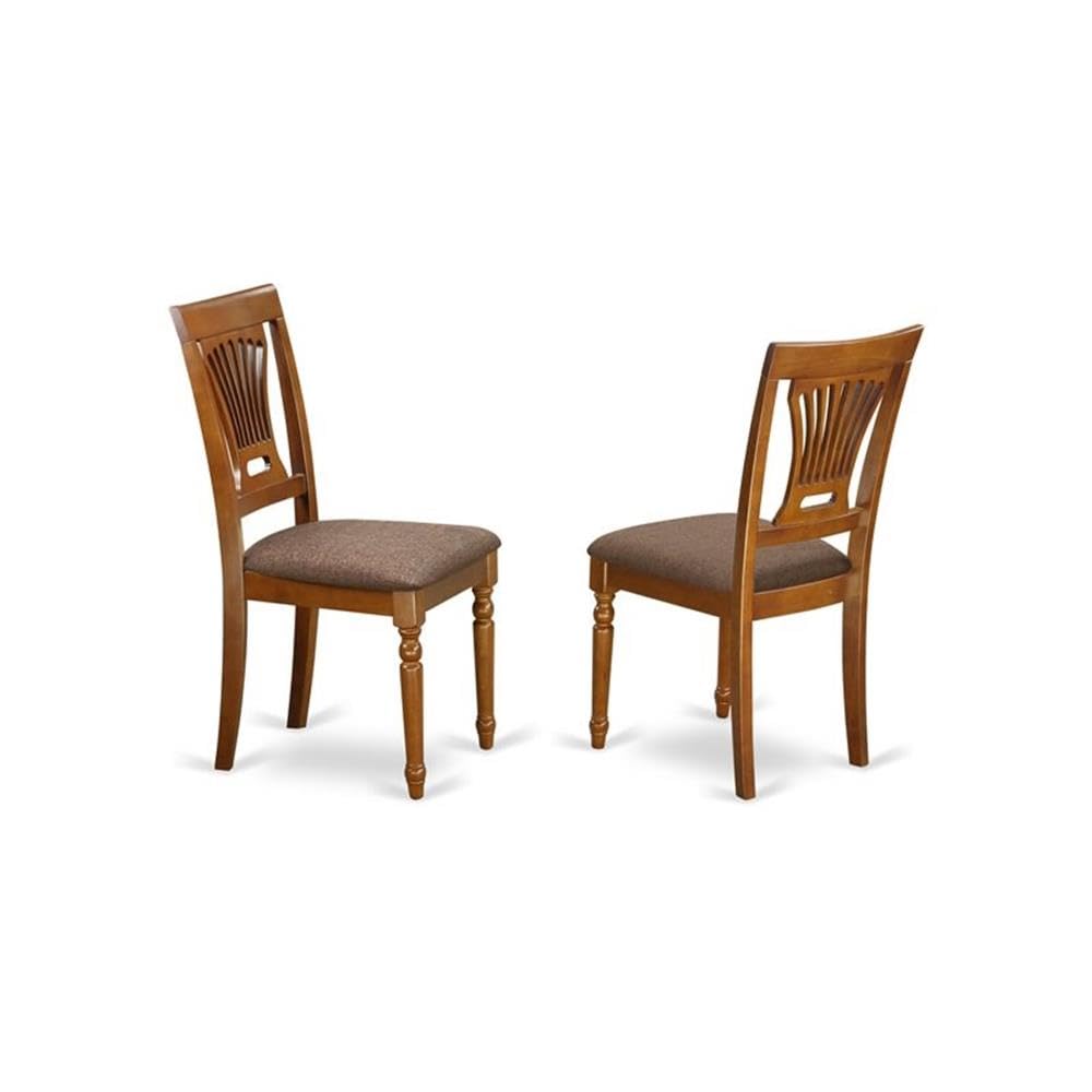 East West Furniture PFPL7-SBR-C 7 Piece Dining Table Set Consist of a Square Dining Room Table with Butterfly Leaf and 6 Linen Fabric Upholstered Chairs, 54x54 Inch, Saddle Brown