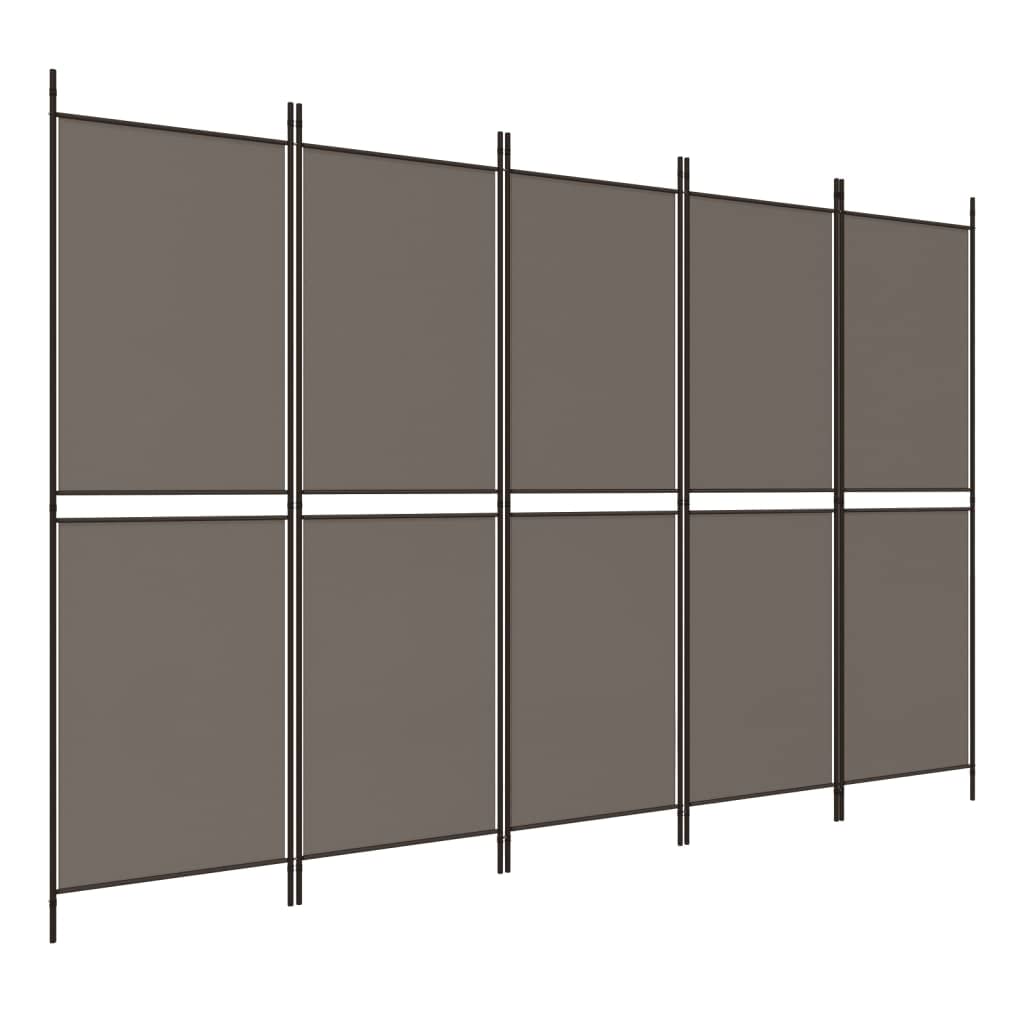 Vidaxl 5-Panel Room Divider In Anthracite - Polyester Fabric And Iron Material - Foldable Design Screen For Bedroom, Living Room, Office