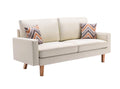Lilola Home Bahamas Beige Linen Sofa with 2 Throw Pillows