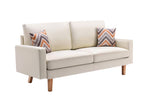 Lilola Home Bahamas Beige Linen Sofa with 2 Throw Pillows