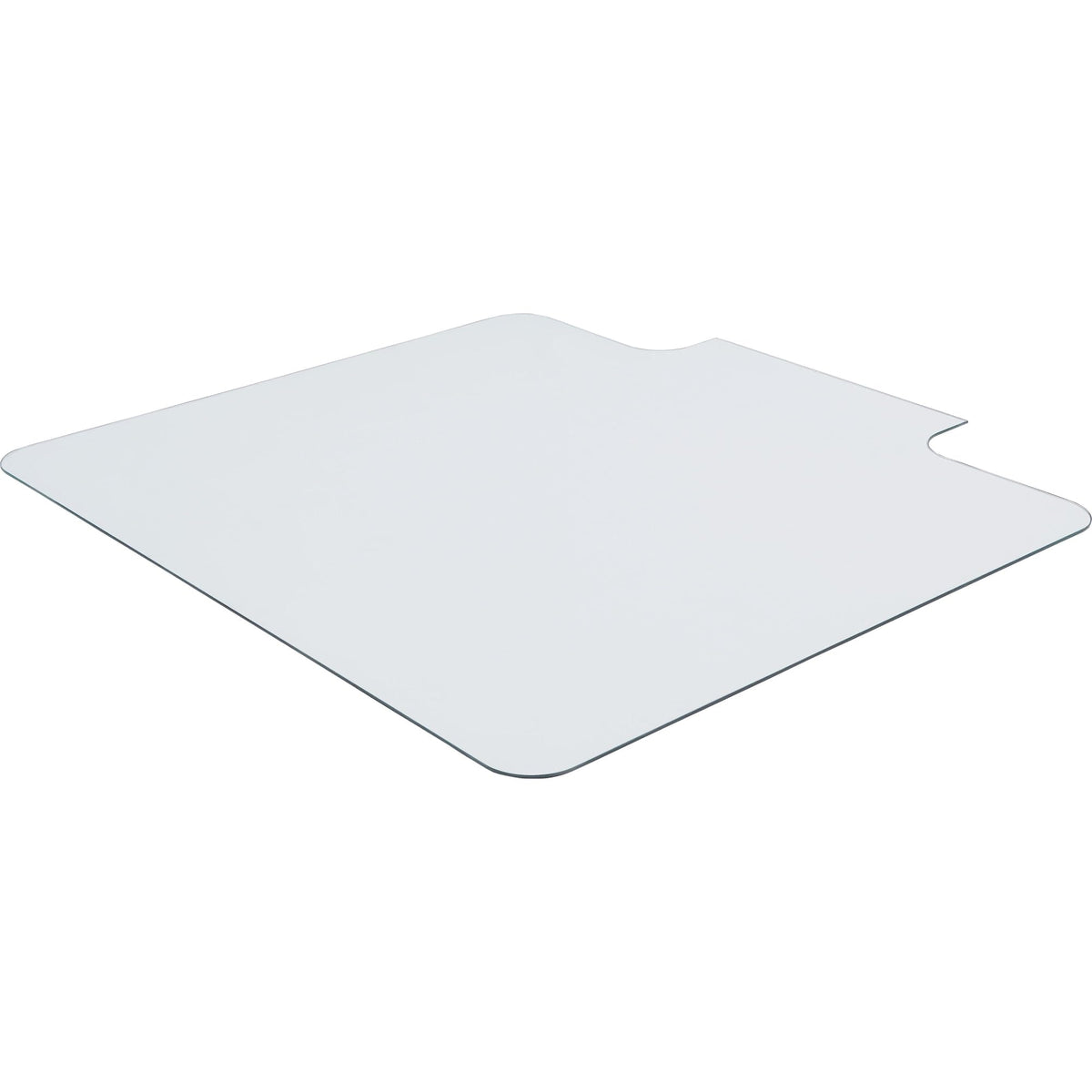 Lorell Tempered Glass Chairmat with Lip, 53&quot; Width x 45&quot; Depth x 0.25&quot; Thickness, Clear, 1 Each