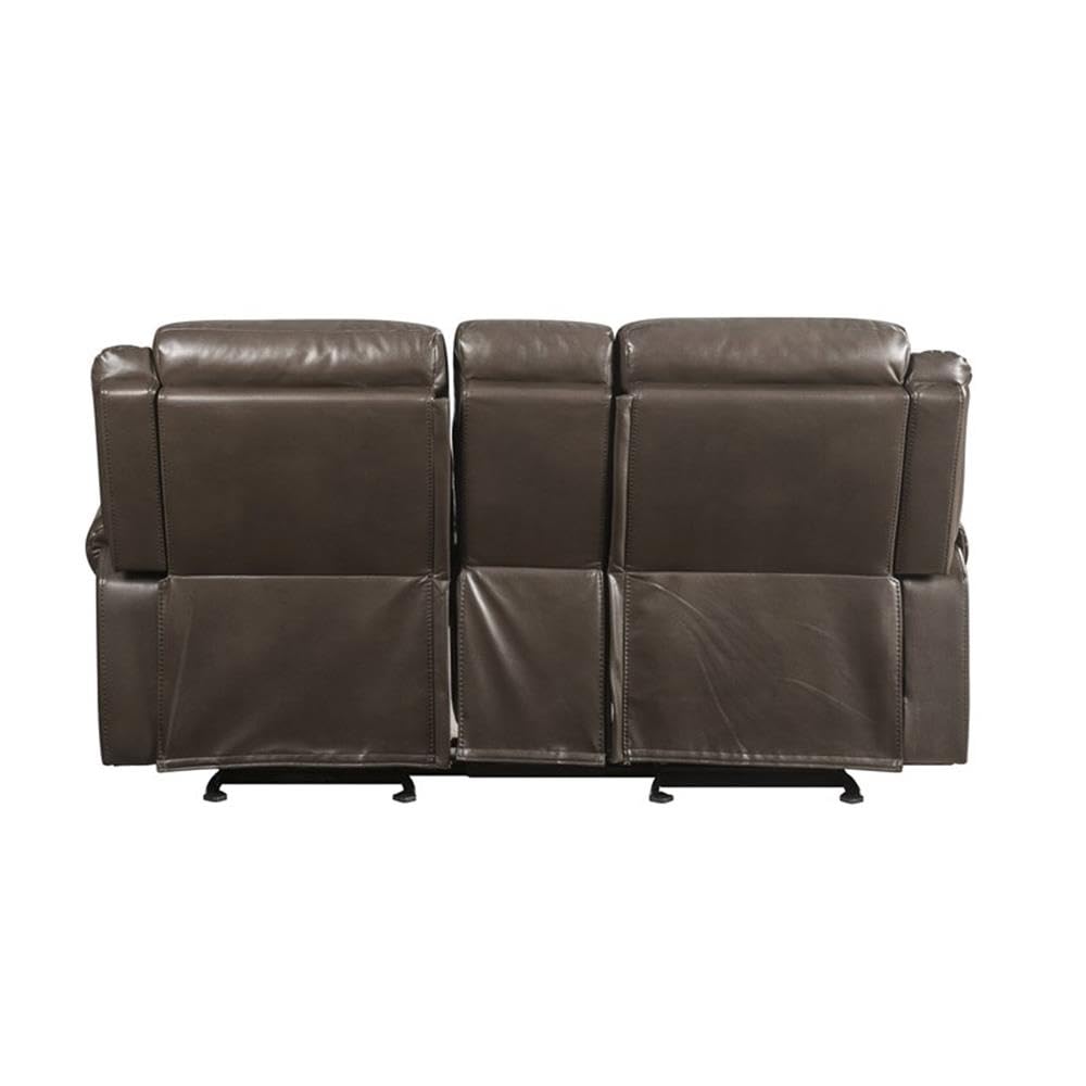 Acme Lydia Motion Loveseat with Console and USB Port in Brown Leather Aire