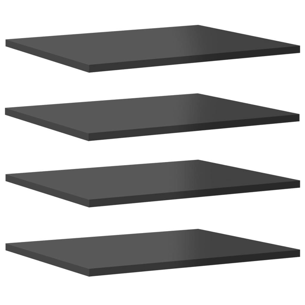 vidaXL - Set of 4 High Gloss Gray Bookshelf Boards, Engineered Wood, Modern Style, Ideal for Home or Office, Easy to Clean, Measures 15.7&quot;x19.7&quot;x0.6&quot;