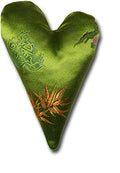 Candi Andi Handmade 6 Heart Shaped Sachet Pillow - Flax Seed Filled - Colorful Satin Brocade - Lavender Scented - Longevity Gree