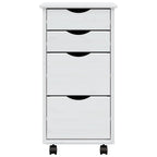 vidaXL Moss 4-Drawer Chest, Solid Pine Wood Mobile File Cabinet, Storage Cabinet on Wheels, Chest of Drawers for Home Office, Easy Assembly & Maintenance, 13.4x15.4x25.8, White