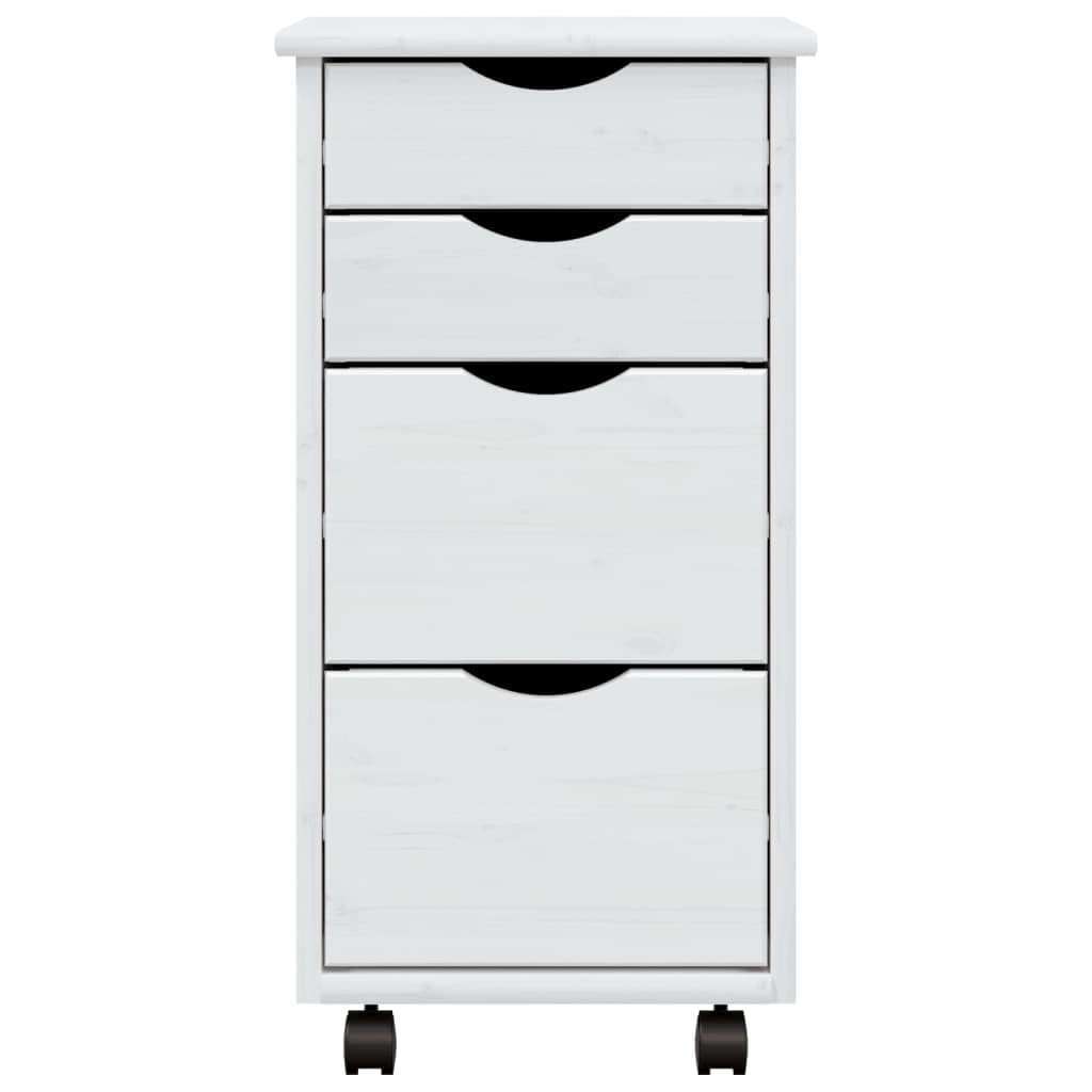 vidaXL Moss 4-Drawer Chest, Solid Pine Wood Mobile File Cabinet, Storage Cabinet on Wheels, Chest of Drawers for Home Office, Easy Assembly & Maintenance, 13.4x15.4x25.8, White