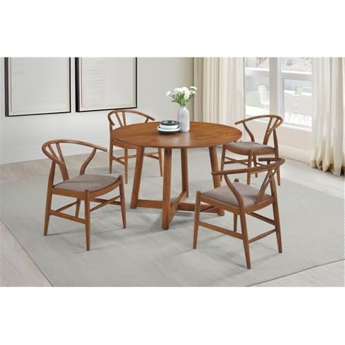 Coaster Home Furnishings Dinah 5-Piece Round Solid Wood Dining Set Walnut