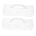 CAXUSD 2pcs Clear Plastic Storage Container Box for Classroom Organization Handheld Portable Design for Art Craft and Sewing Sup