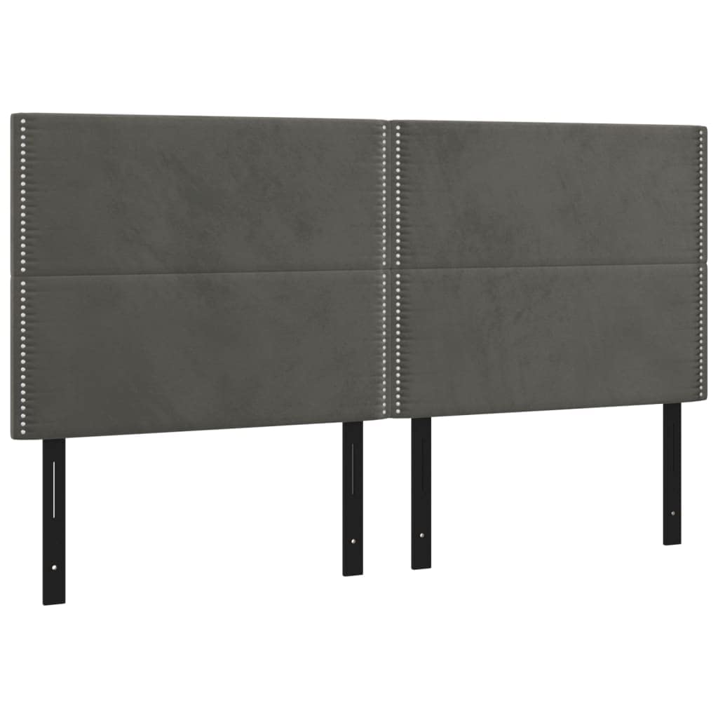 Vidaxl Velvet Headboards, Dark Gray, Engineered & Solid Larch Wood, Set Of 4, Elegant Design, 100% Polyester Construction, Bedroom Decor
