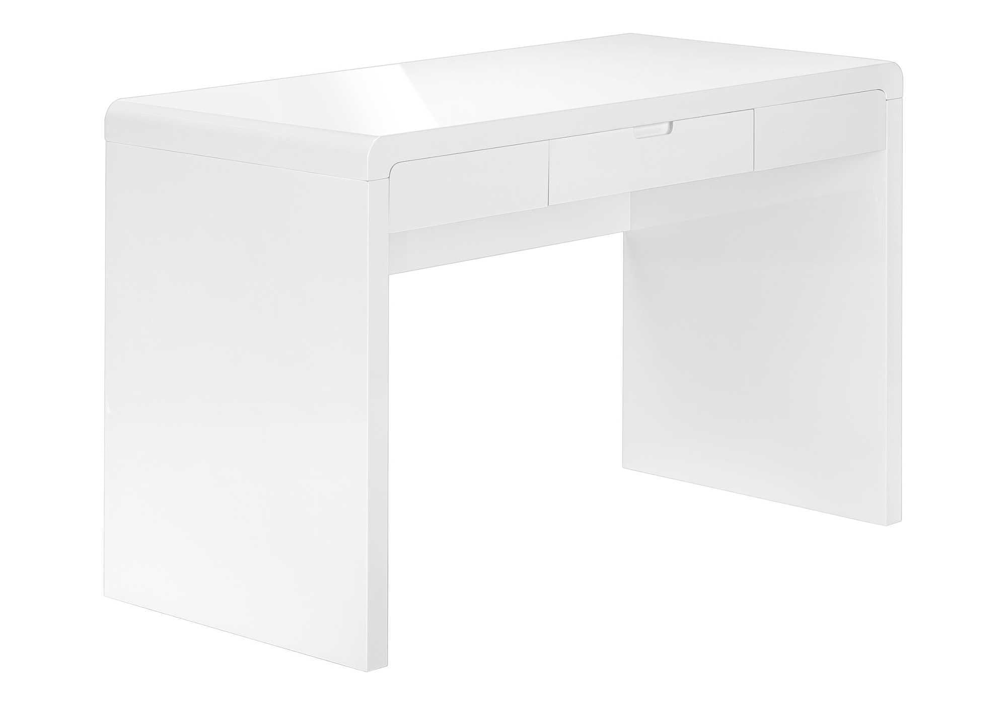 Monarch Specialties I 7580 Computer Desk, Home Office, Laptop, Storage Drawers, 48' L, Work, Laminate, Glossy White, Contemporary, Modern