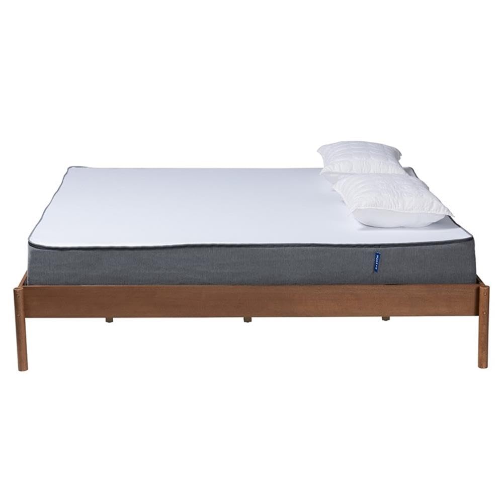 Baxton Studio Agatis Ash Walnut Finished Wood King Size Bed Frame