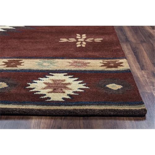 Rizzy Home Alora Decor Ryder 2'6" X 10' Tribal Burgundy/Tan/Sage/Navy Hand-Tufted Rug