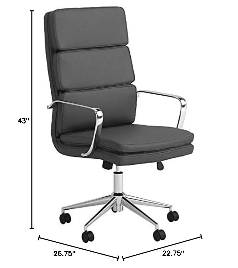 Coaster Home Furnishings High Back Upholstered Office Chair Grey and Chrome