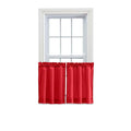 Ellis Curtain Stacey Sheer Tailored Tier Pair Curtains, 56 x 24, Red