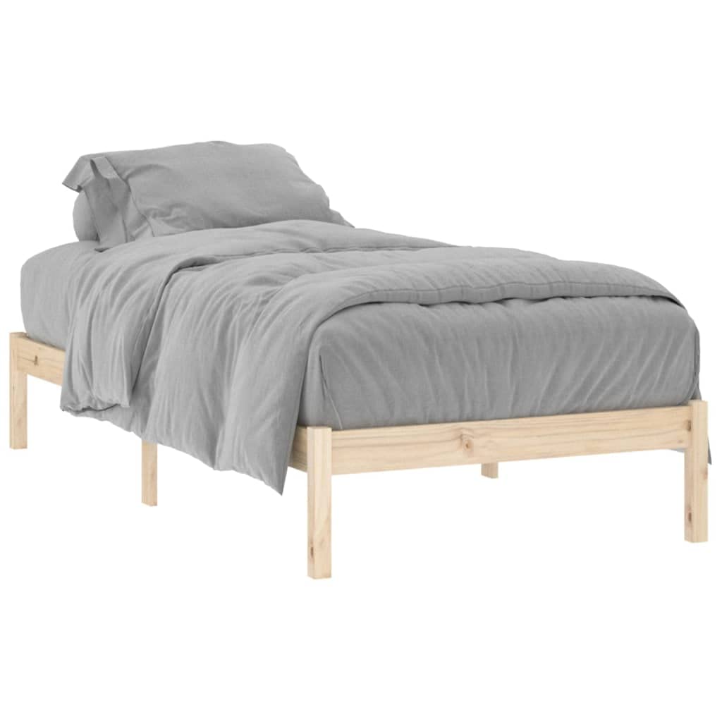 vidaXL Twin Bed Frame - 77&quot; x 41.5&quot; x 12.2&quot;, Durable Solid Pine Wood, Rustic Charm, Easy Assembly, Perfect for Bedroom or Guest Room