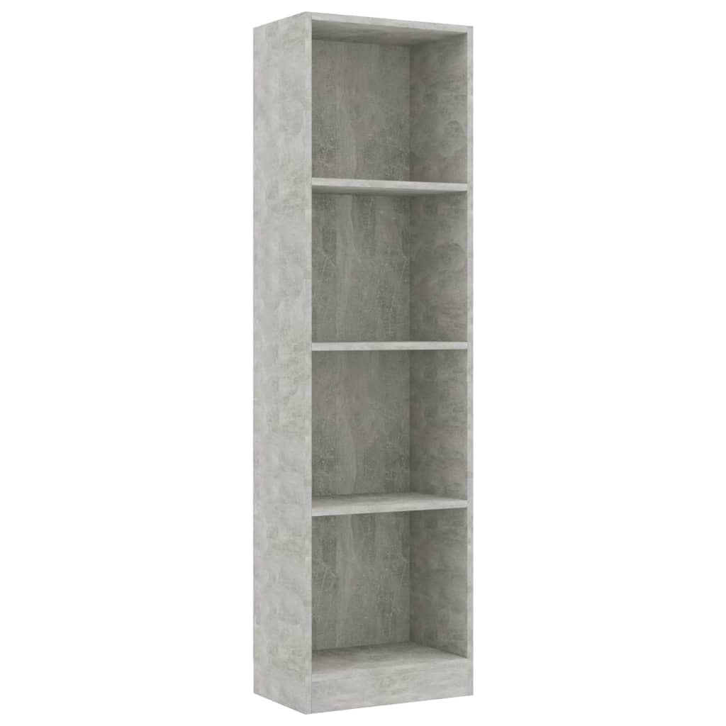 vidaXL Bookshelf, 4-Layer Design Bookcase, Freestanding Display Shelving, Display Shelf for Living Room, Modern, Concrete Gray Engineered Wood