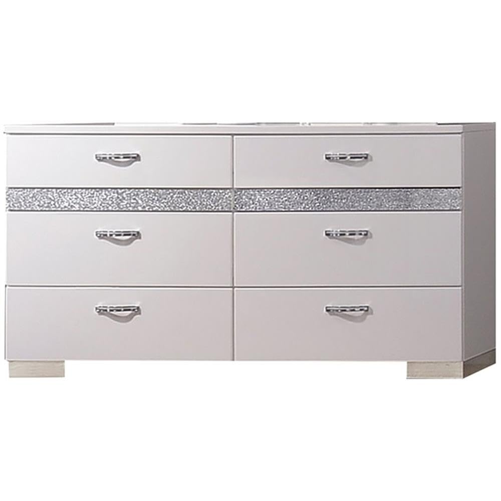 Acme Naima Ii 6 Drawer Wood Dresser In White