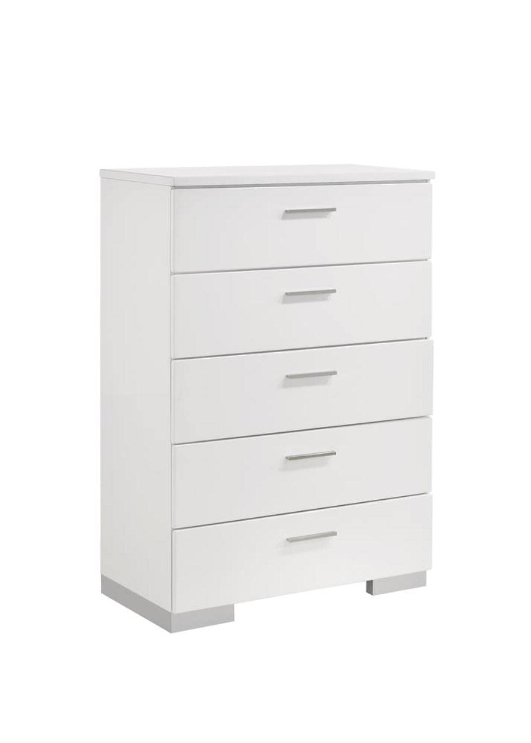 Coaster Home Furnishings Felicity 5-Drawer Chest Glossy White