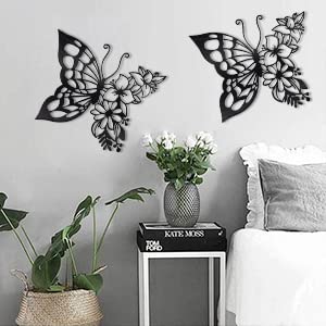 Ez4Ence 2Pcs Butterfly Decoration Wall Art Boho Wall Home Decor Hanging Appearance Wall Decor Metal Hanging Butterfly Decor Flow