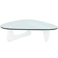 LeisureMod Imperial Triangle Wooden Glass Top Coffee Table in White