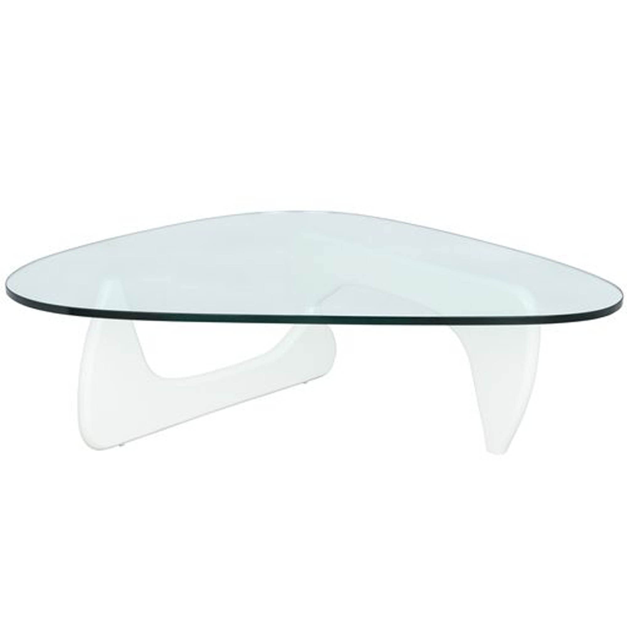 LeisureMod Imperial Triangle Wooden Glass Top Coffee Table in White