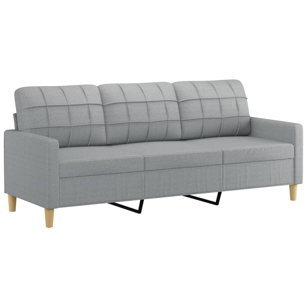 vidaXL Light Gray Fabric 3-Seater Sofa with Footstool - Modern Design, Comfortable and Breathable Material, Compact Size for Any Living Space