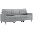 vidaXL Light Gray Fabric 3-Seater Sofa with Footstool - Modern Design, Comfortable and Breathable Material, Compact Size for Any Living Space