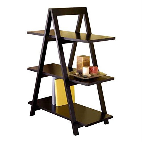 Ergode Contemporary Aaron A-Frame Shelf - 30.1" Width, 12.1" Depth - Solid Wood Frame - 3-Tier Design - 50 lbs Load Capacity - Sleek Black Finish (20130-VV)