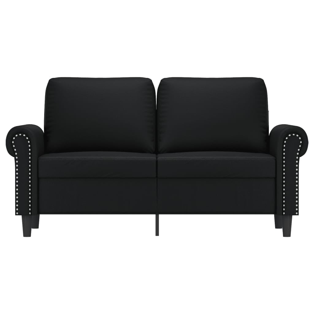 vidaXL 2-Seater Sofa in Black Faux Leather: Modern Design, Comfortably Padded, Stain-Resistant Upholstery, Sturdy Metal Frame, Ample Seating Space