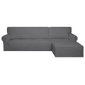 Purefit Super Stretch Sectional Couch Covers - 2 Pcs Spandex Non Slip Sofa Covers With Elastic Bottom For L Shape Sectional Sofa Couch, Great For Kids & Pets (3 Seat Sofa + 2 Seat Chaise, Gray)