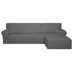Purefit Super Stretch Sectional Couch Covers - 2 Pcs Spandex Non Slip Sofa Covers With Elastic Bottom For L Shape Sectional Sofa Couch, Great For Kids & Pets (3 Seat Sofa + 2 Seat Chaise, Gray)