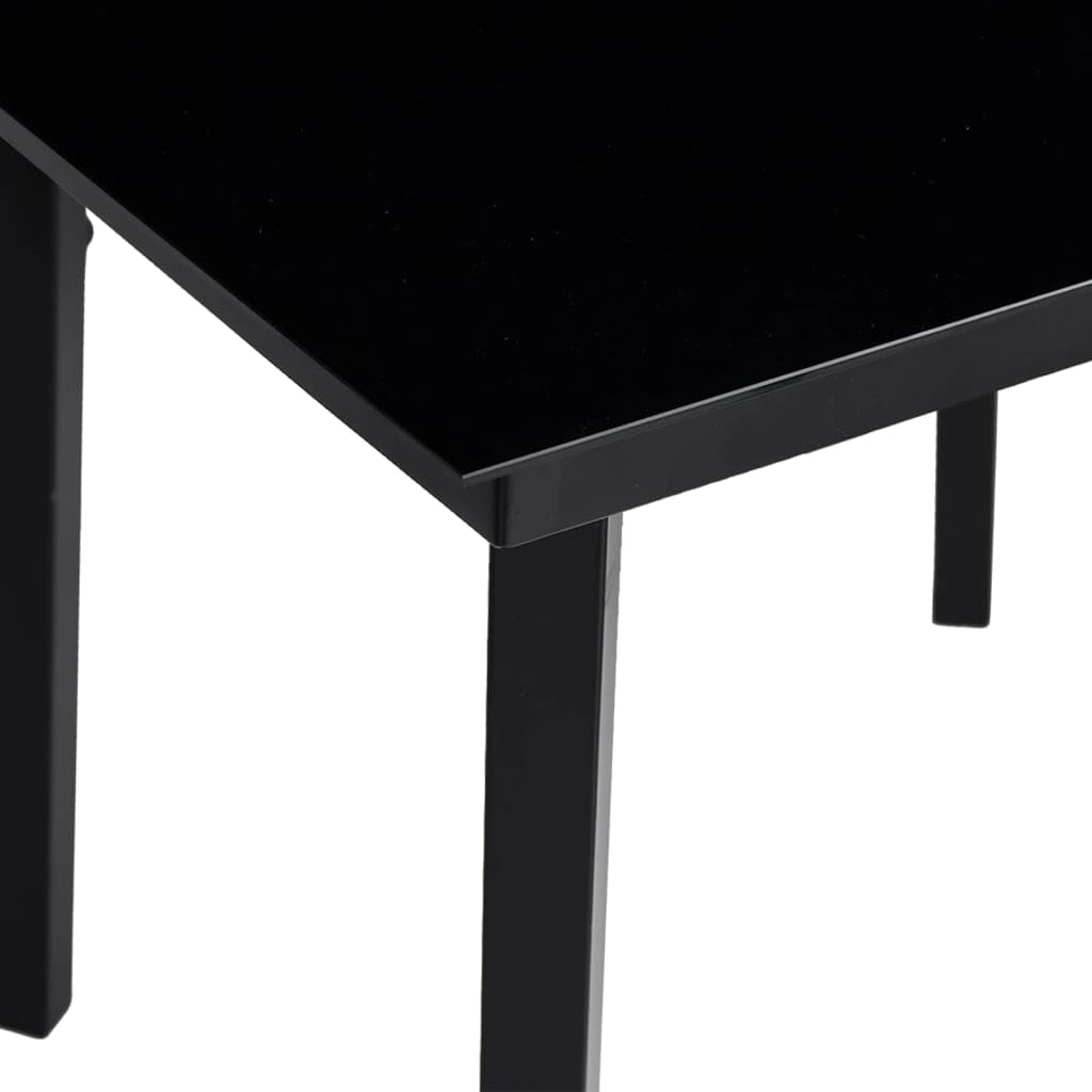 vidaXL Outdoor Dining Table - 31.5" Steel/Glass Square Patio Table for Garden, Balcony, and Deck - Black