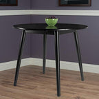 Ergode Wood Moreno Round Drop Leaf Table - Mid-Century Modern Style, Compact Size, Solid Wood, Black Finish, Console Function, Easy Assembly