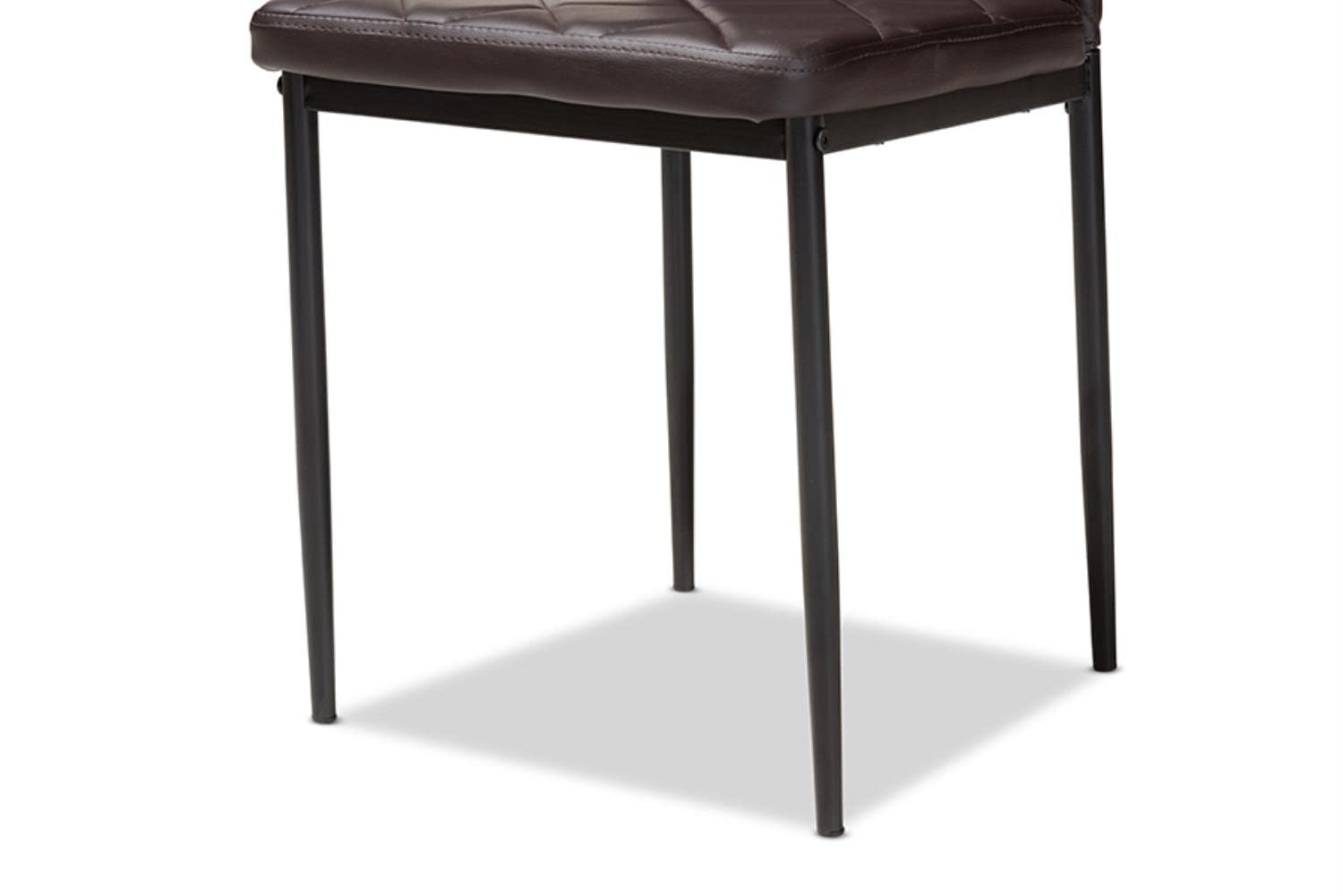 Baxton Studio Grid Tufted Design Dining Chair in Dark Brown