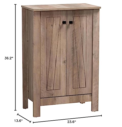 Baxton Studio Derek Modern and Contemporary Transitional Natural Oak Finished Wood 2-Door Shoe Cabinet