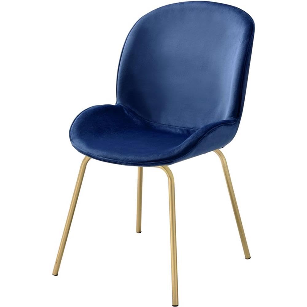 Acme Chuchip Velvet Upholstered Side Chair in Blue and Gold