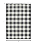 HomeRoots Polypropylene 8’x11’ Black and Ivory Gingham Indoor Outdoor Area Rug